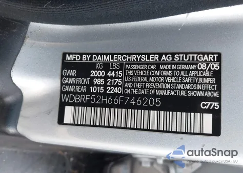 2006 Mercedes-Benz C 230 Sport z USA, uszkodzony, nr VIN WDBRF52H66F746205